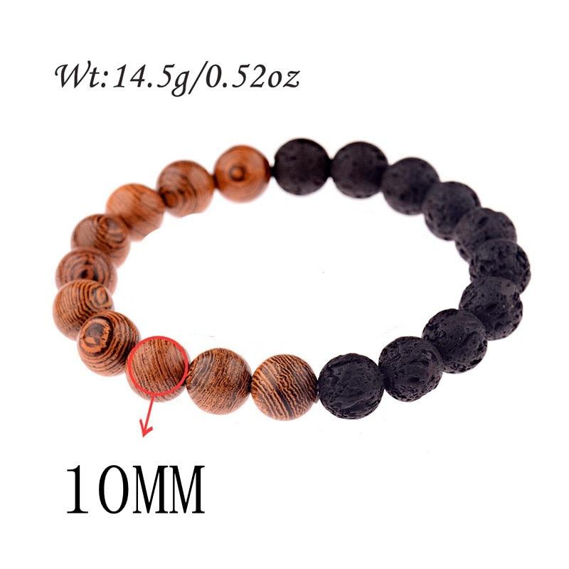 Bracelets en perles de bois naturelles pour hommes et femmes ABJ044-3
