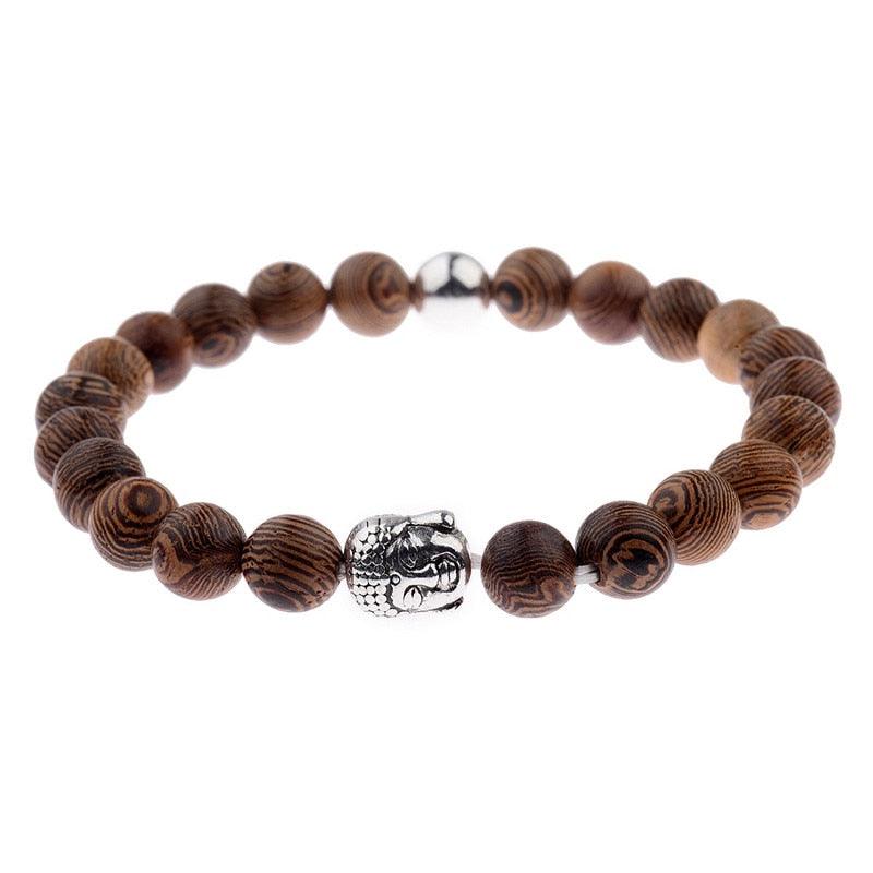 Bracelets en perles de bois naturelles pour hommes et femmes 007-2