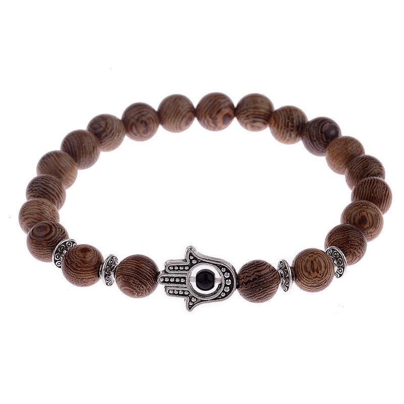 Bracelets en perles de bois naturelles pour hommes et femmes 001-3