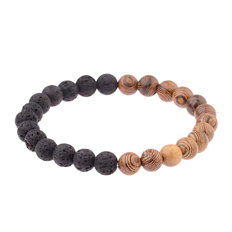 Bracelets en perles de bois naturelles pour hommes et femmes 005-B2