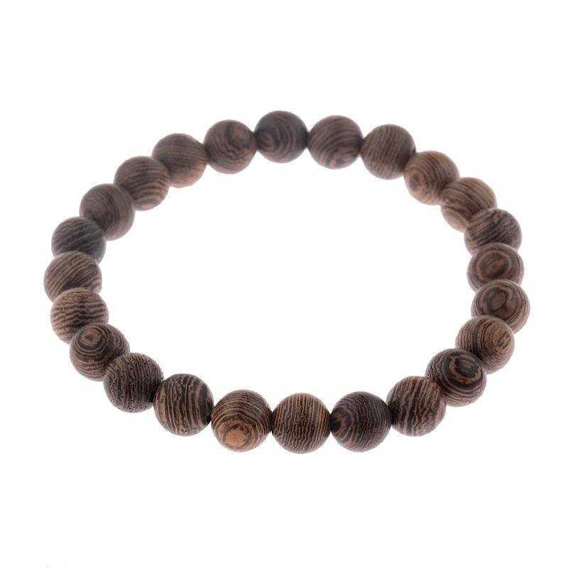 Bracelets en perles de bois naturelles pour hommes et femmes 001-5