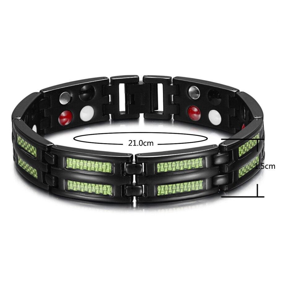 "Bracelets en titane de luxe pour hommes avec éléments de soins de santé et aimants"