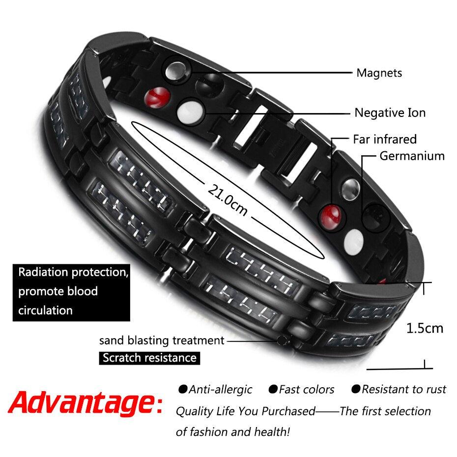"Bracelets en titane de luxe pour hommes avec éléments de soins de santé et aimants"