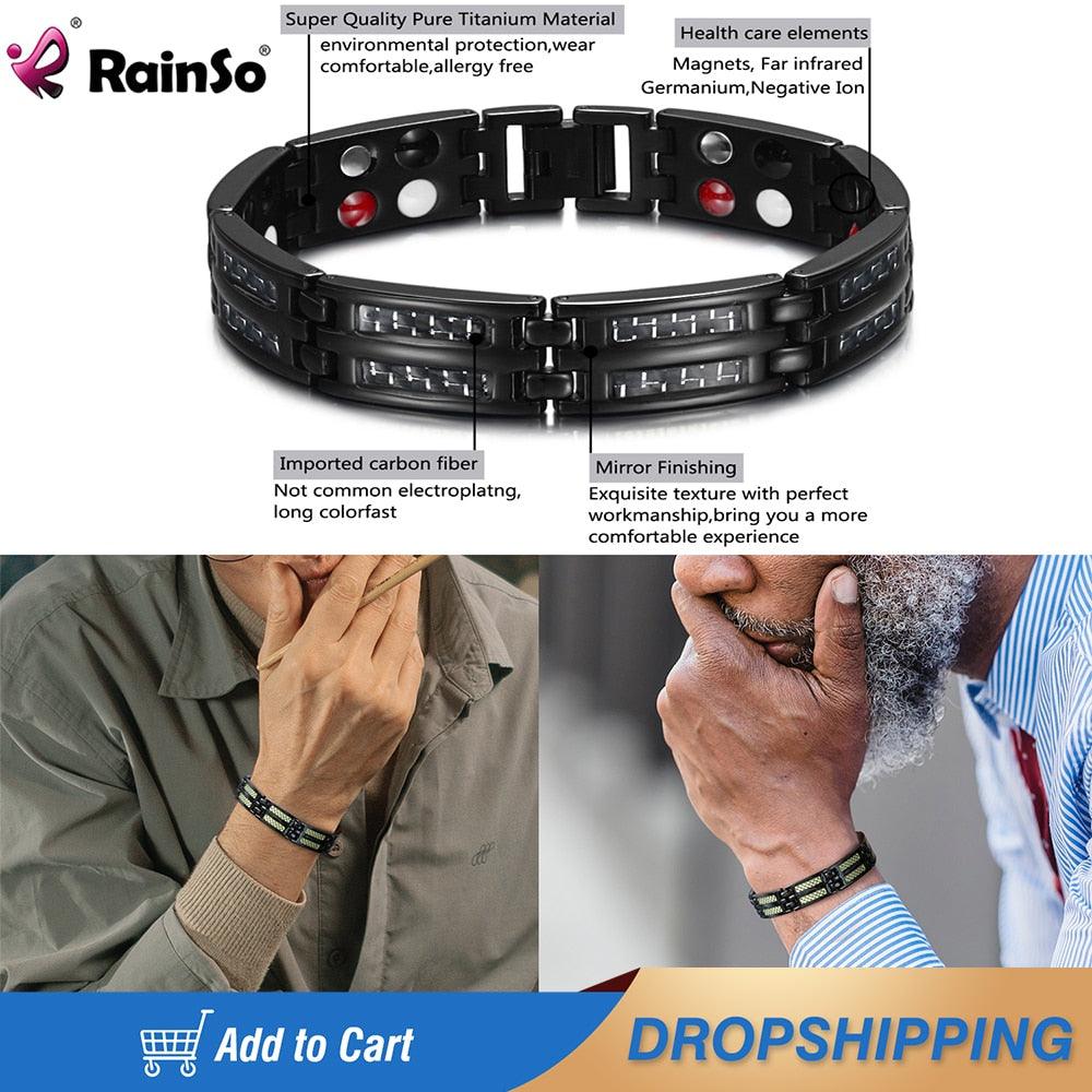 "Bracelets en titane de luxe pour hommes avec éléments de soins de santé et aimants"