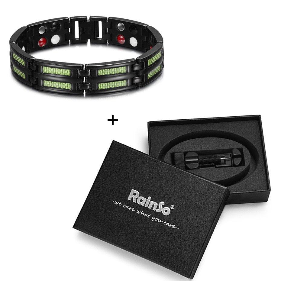 "Bracelets en titane de luxe pour hommes avec éléments de soins de santé et aimants" GN Bracelet set