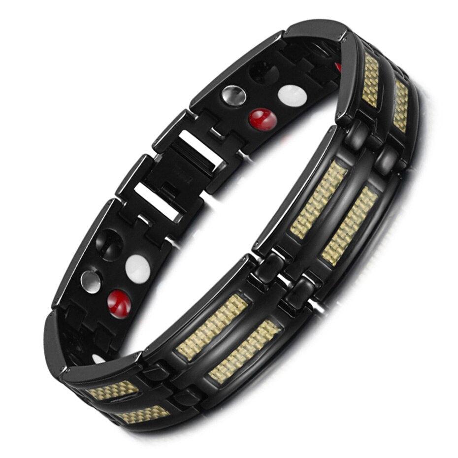 "Bracelets en titane de luxe pour hommes avec éléments de soins de santé et aimants" YE Bracelet