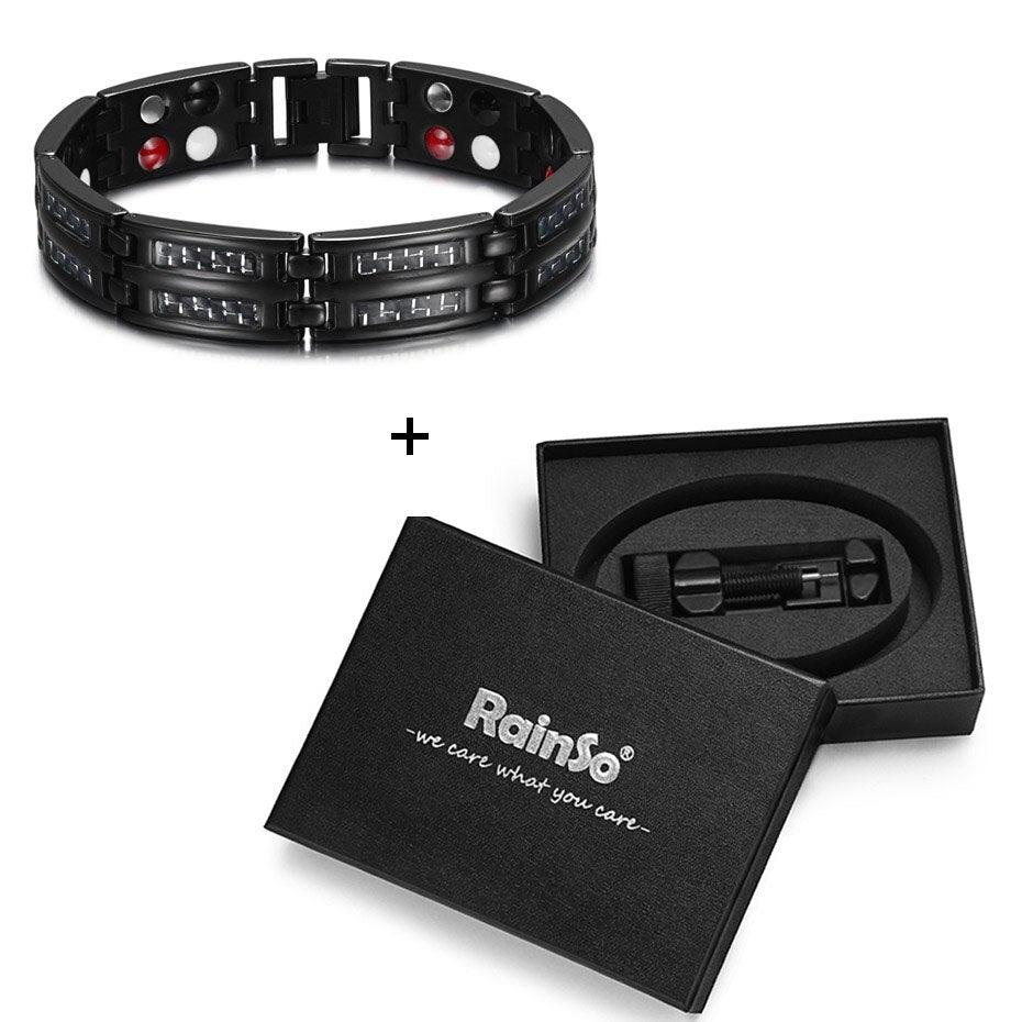 "Bracelets en titane de luxe pour hommes avec éléments de soins de santé et aimants" Bk Bracelet set