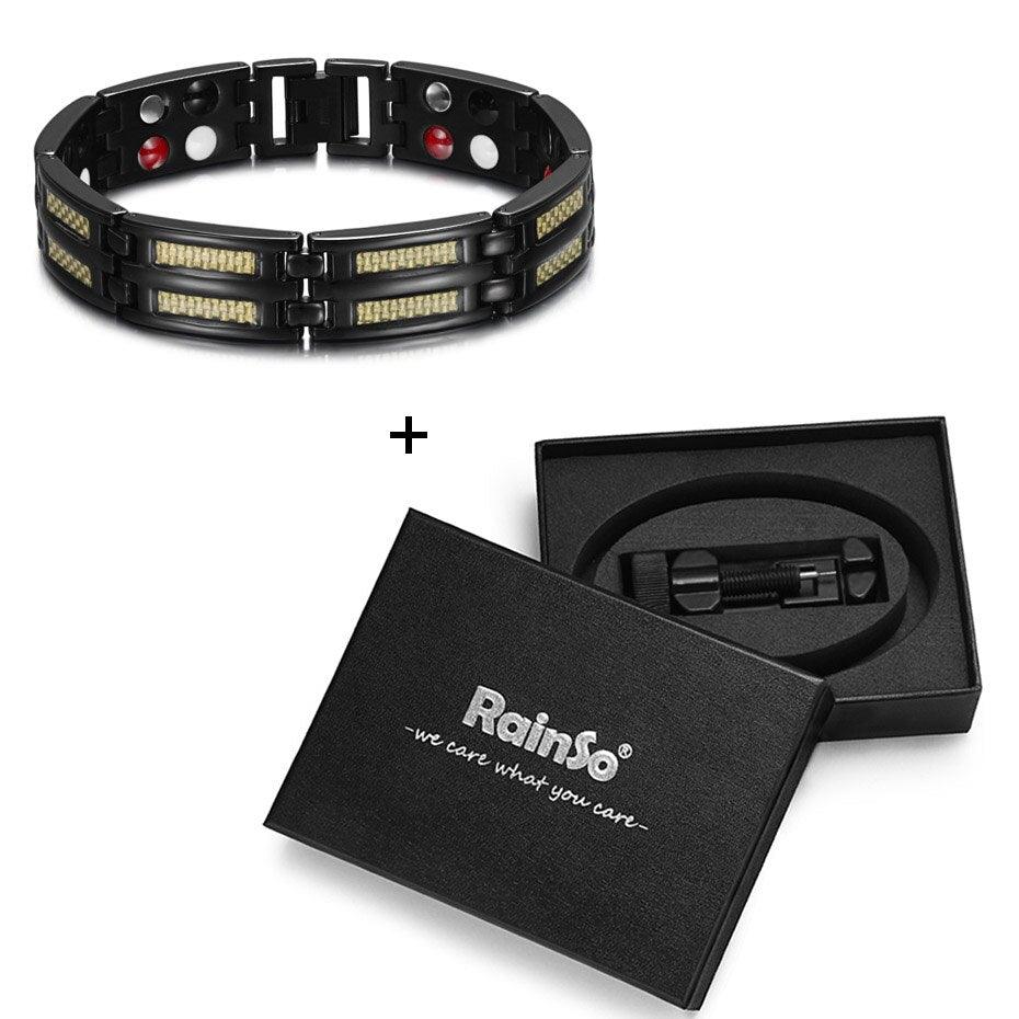 "Bracelets en titane de luxe pour hommes avec éléments de soins de santé et aimants" YE Bracelet set