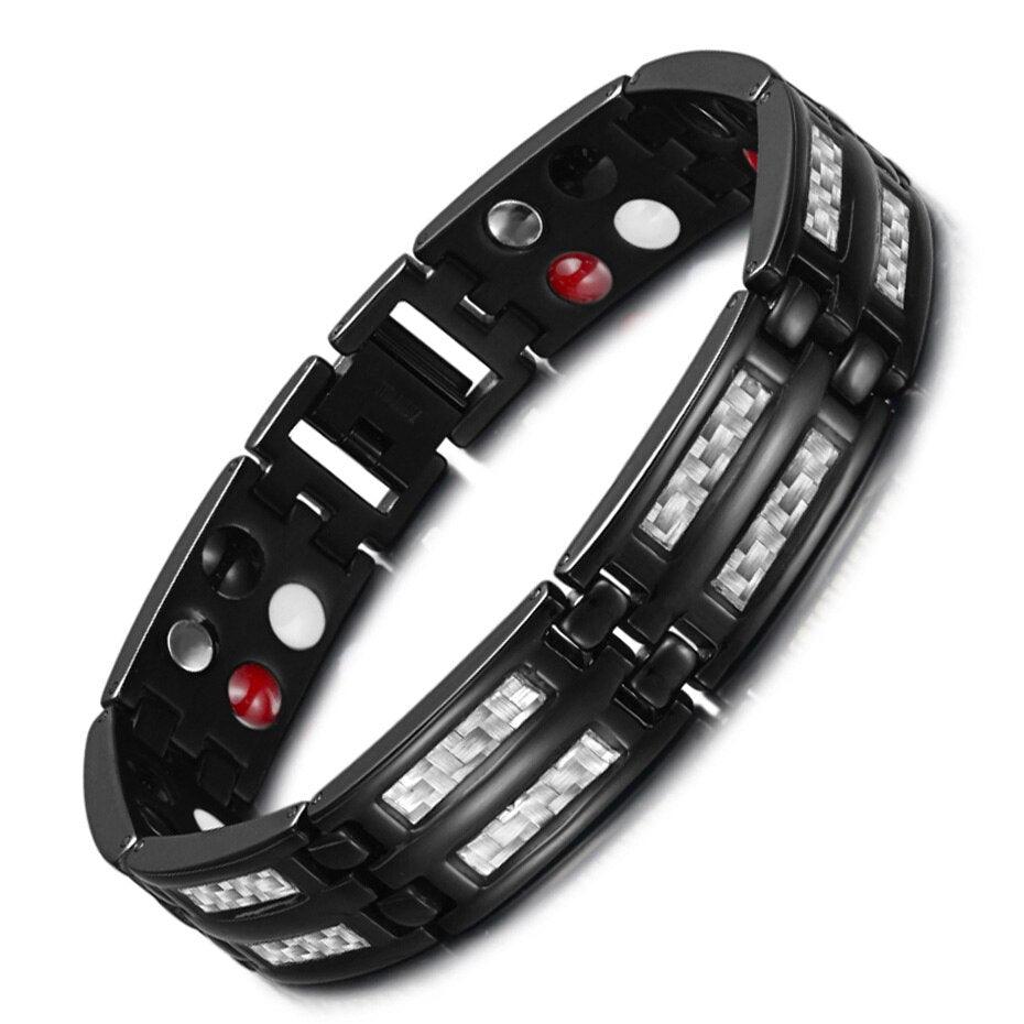 "Bracelets en titane de luxe pour hommes avec éléments de soins de santé et aimants" S Bracelet