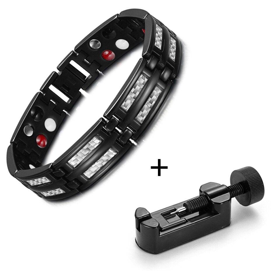 "Bracelets en titane de luxe pour hommes avec éléments de soins de santé et aimants" S Bracelet tool
