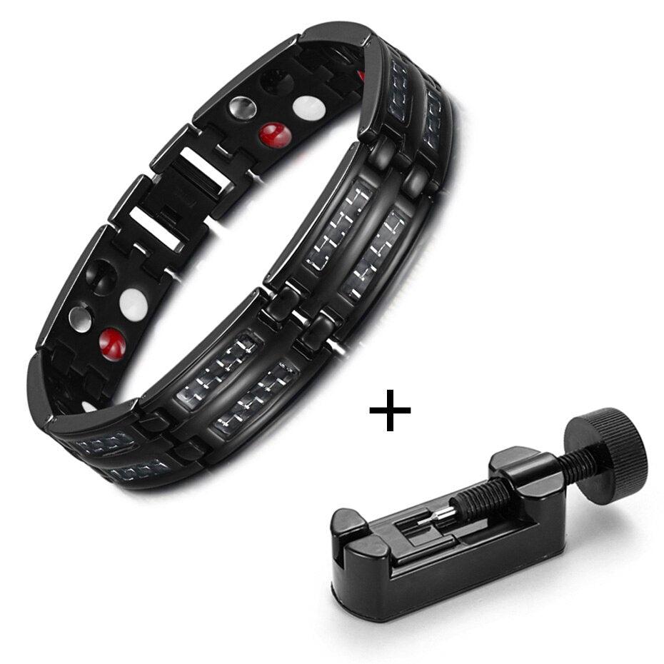 "Bracelets en titane de luxe pour hommes avec éléments de soins de santé et aimants" Bk Bracelet tool