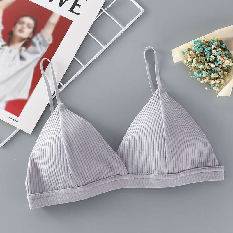 Brassière en coton pour femme - Lingerie sexy confortable Gray One Size