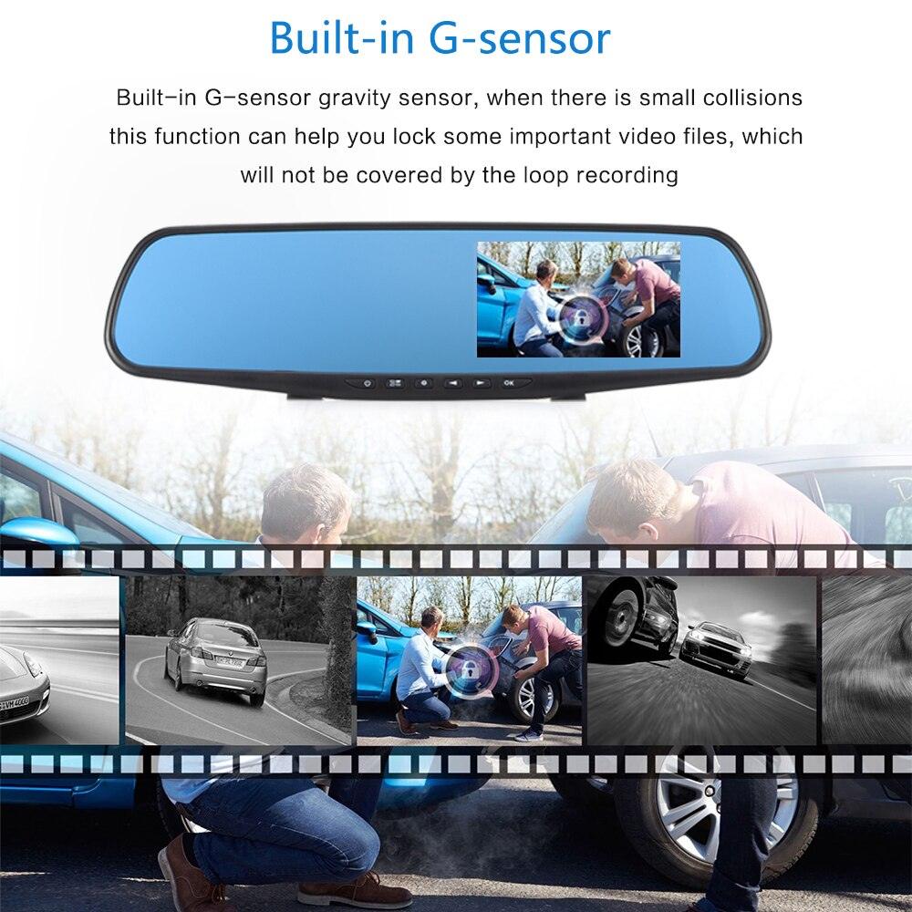 Caméra de voiture 4,3'' à double objectif - Enregistreur vidéo FHD 1080P avec vision nocturne