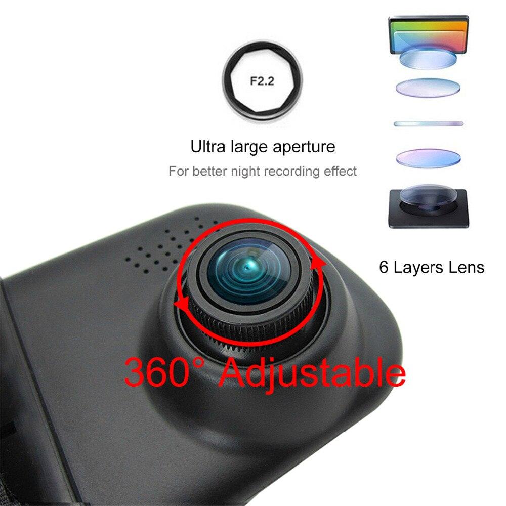 Caméra de voiture 4,3'' à double objectif - Enregistreur vidéo FHD 1080P avec vision nocturne
