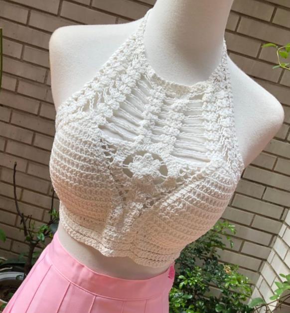 "Camisole de plage sexy avec franges pour femmes" 03 white One Size