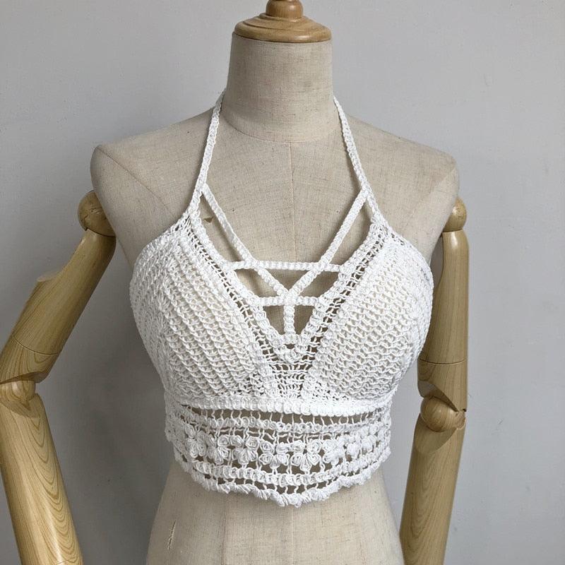 "Camisole de plage sexy avec franges pour femmes" 10 white One Size