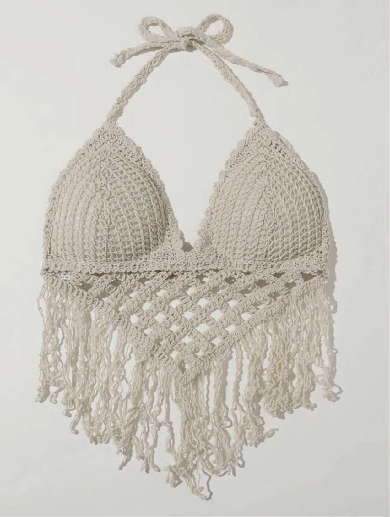 "Camisole de plage sexy avec franges pour femmes" 11 beige One Size