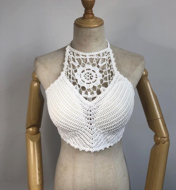 "Camisole de plage sexy avec franges pour femmes" 07 white One Size