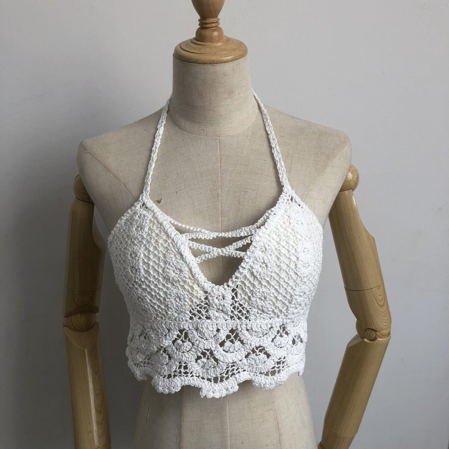 "Camisole de plage sexy avec franges pour femmes" 09 white One Size