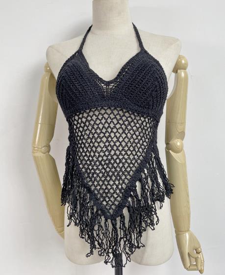 "Camisole de plage sexy avec franges pour femmes" 01 black One Size