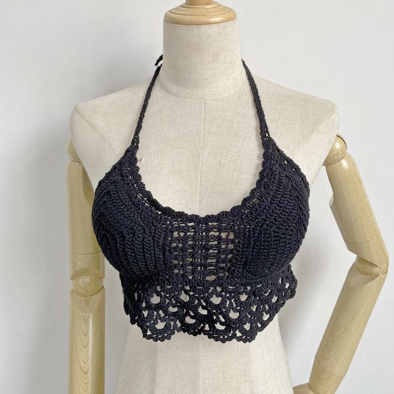 "Camisole de plage sexy avec franges pour femmes" 04 black One Size