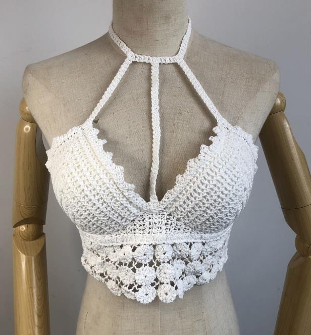 "Camisole de plage sexy avec franges pour femmes" 06 white One Size