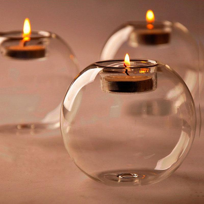 "Candle Holder en verre cristal portable - Décoration de mariage, bar et maison"