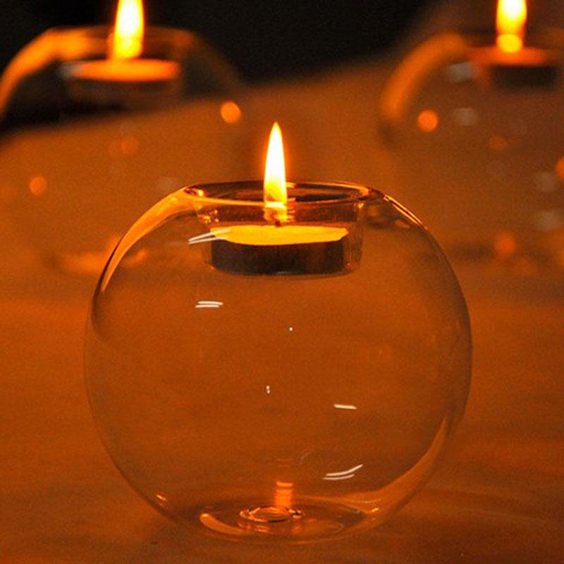 "Candle Holder en verre cristal portable - Décoration de mariage, bar et maison"