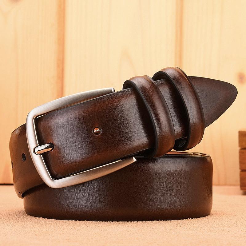 Ceinture Homme en Cuir Véritable de Luxe pour Jeans 098 Dark Brown