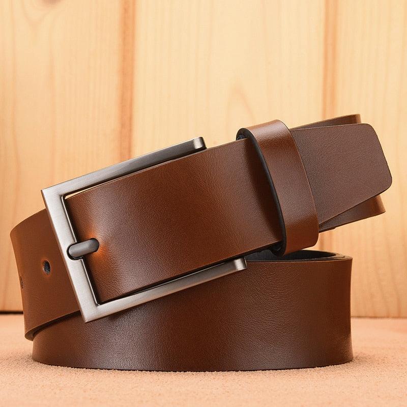 Ceinture Homme en Cuir Véritable de Luxe pour Jeans 097 Yellow Brown