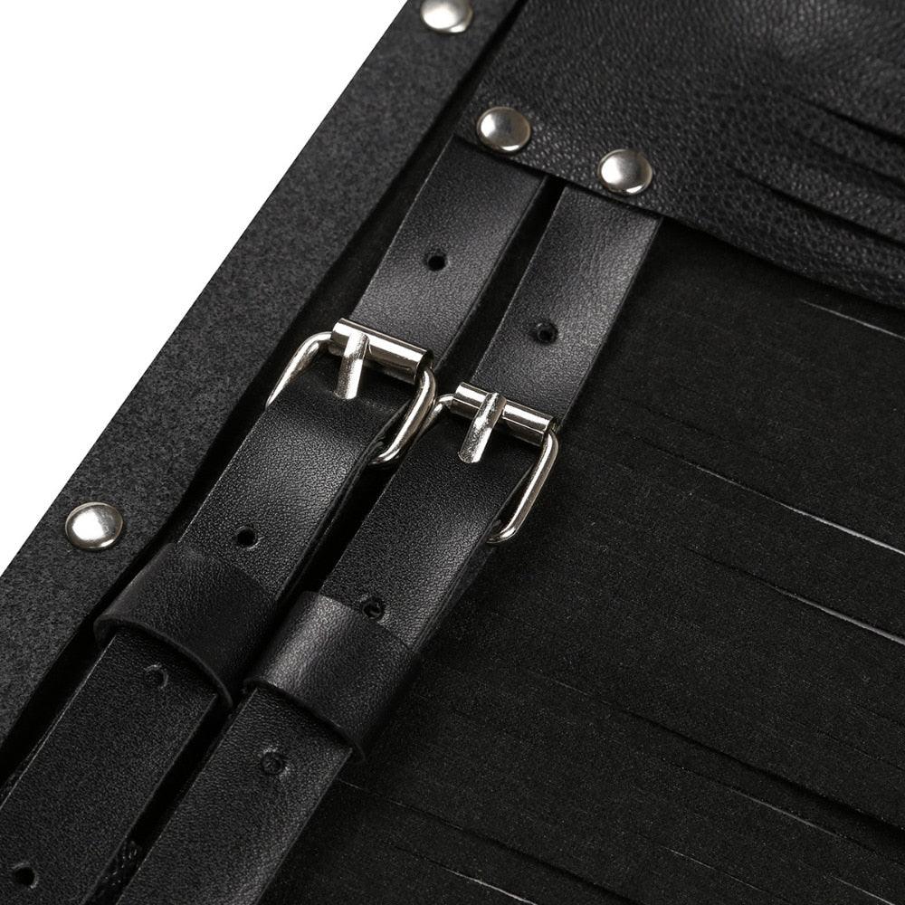 "Ceinture de jupe à franges en cuir synthétique pour femmes - costume de soirée cosplay"