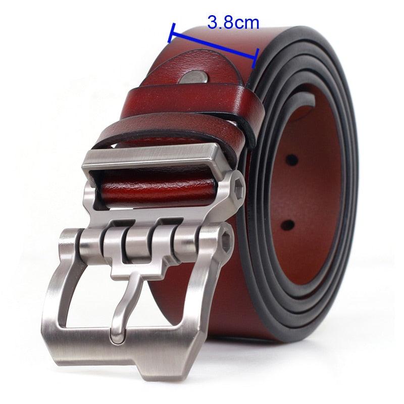 "Ceinture en cuir pour homme : qualité supérieure et style classique" P09 redbrown 3.8cm