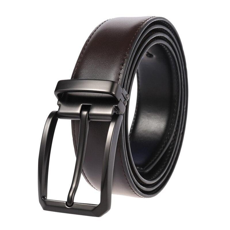 Ceinture en cuir véritable pour homme Black buckle Brown