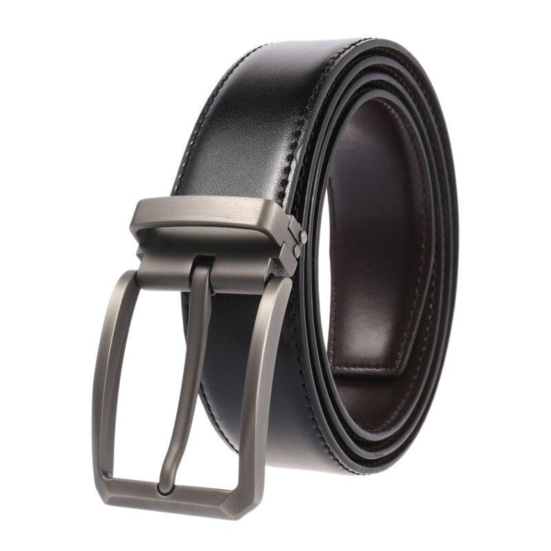 Ceinture en cuir véritable pour homme Silver buckle Black
