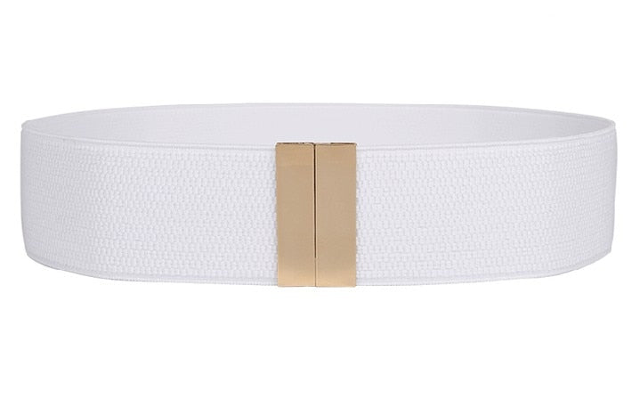 Ceintures larges pour femme - Accessoires de robe de soirée élastiques noirs style 7 gold white P