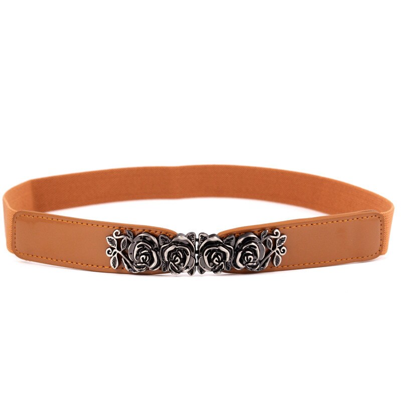 Ceintures larges pour femme - Accessoires de robe de soirée élastiques noirs style 1 brown color