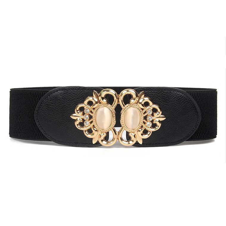Ceintures larges pour femme - Accessoires de robe de soirée élastiques noirs style 4 black color