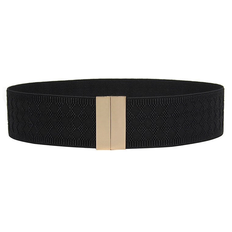 Ceintures larges pour femme - Accessoires de robe de soirée élastiques noirs style 7 gold black L