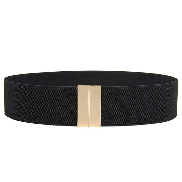 Ceintures larges pour femme - Accessoires de robe de soirée élastiques noirs style 7 gold black P