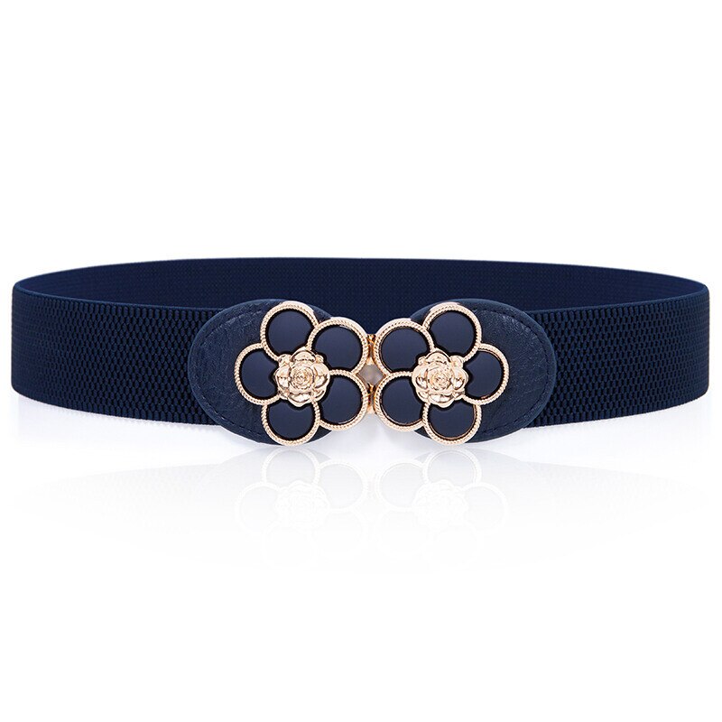 Ceintures larges pour femme - Accessoires de robe de soirée élastiques noirs style 3 dark blue