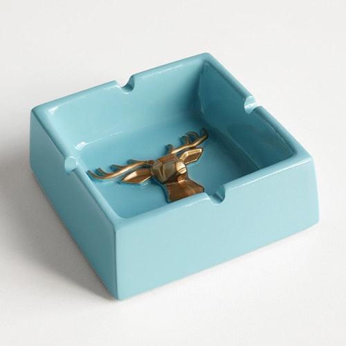 Cendrier Portable en Résine Tête de Cerf - Accessoire Déco pour Maison, Bureau et Extérieur LBlue Square