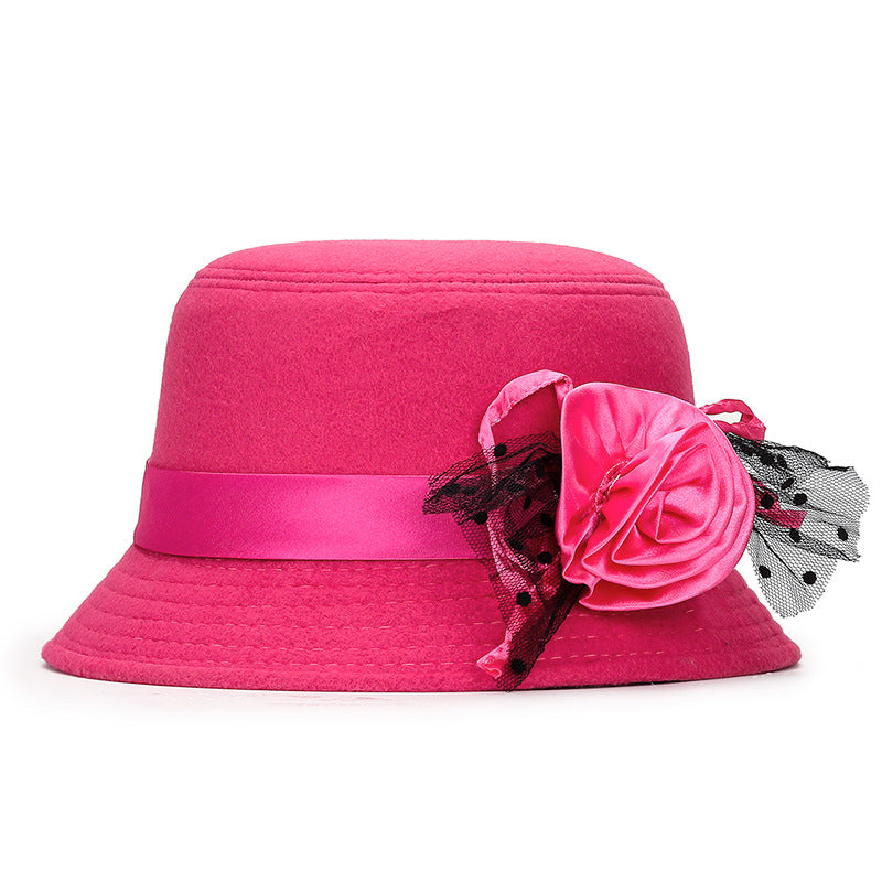 Chapeau en laine à large bord pour femme | AOMshop Rose Red Size
