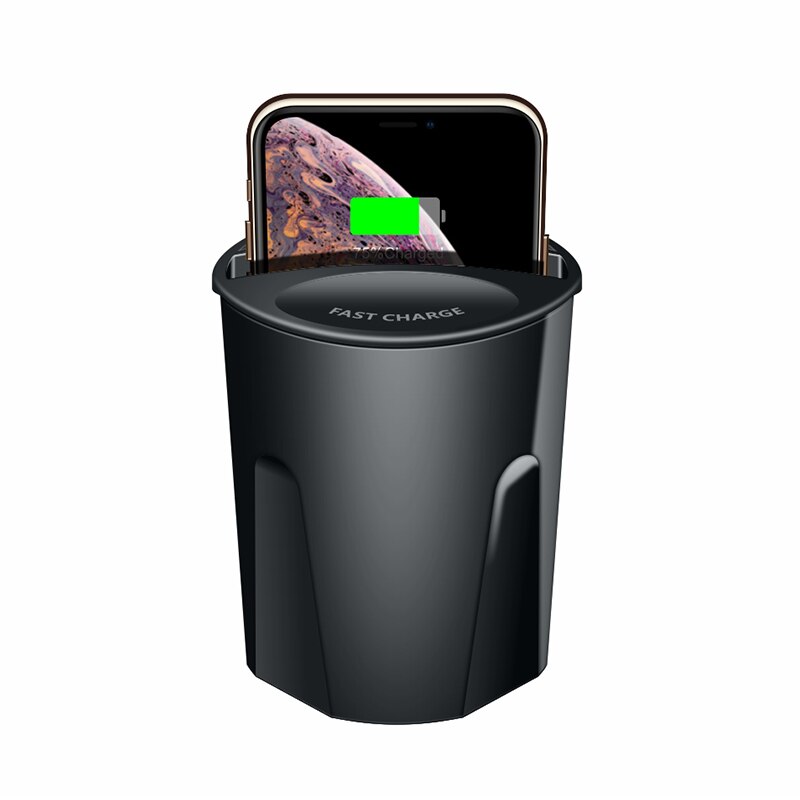 Chargeur sans fil 10W pour voiture avec support de tasse pour iPhone 13, 12 Pro, XS, XR/X, Samsung Galaxy S9/S8/Note10/Note9 for Phone only CN