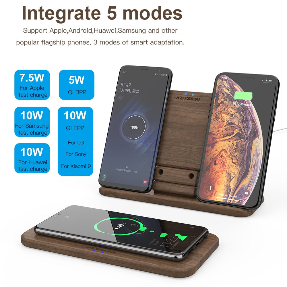 Chargeur sans fil KeySION 5 Coils pour iPhone, Samsung, AirPods, Xiaomi