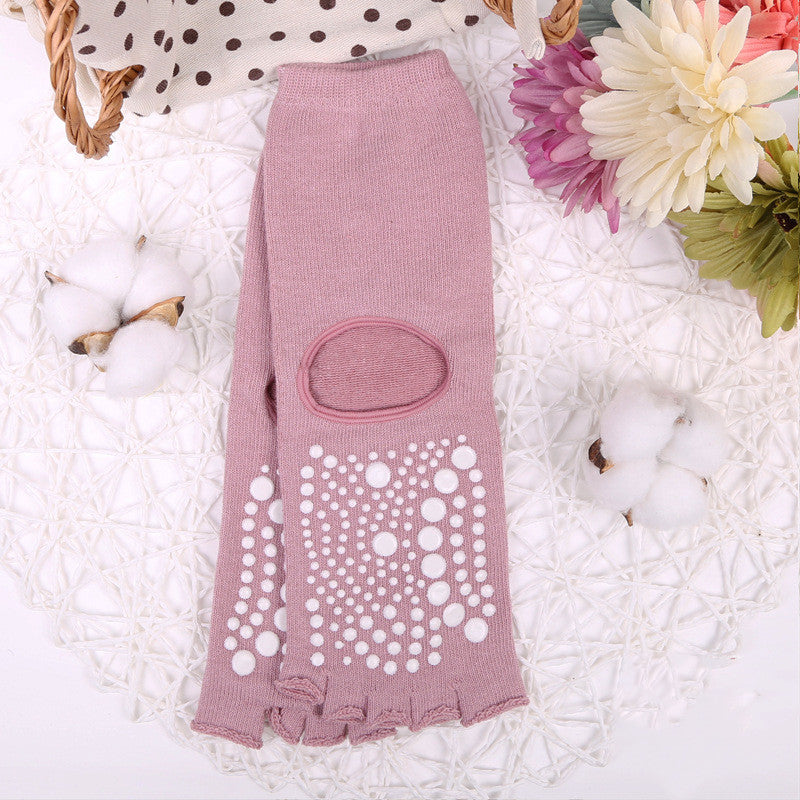 Chaussettes de yoga antidérapantes à cinq doigts et tube moyen | AOMshop Red One Size