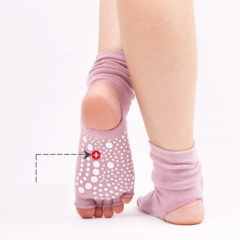 Chaussettes de yoga antidérapantes à cinq doigts et tube moyen | AOMshop