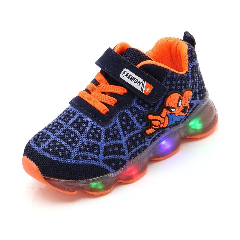 Chaussures Enfant Spider Man Lumineuses LED Sportives Blue