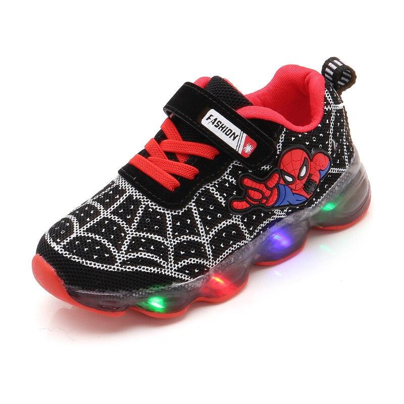 Chaussures Enfant Spider Man Lumineuses LED Sportives Black