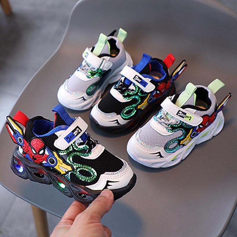 Chaussures Enfant Spiderman LED Lumineuses - Tailles 21-30