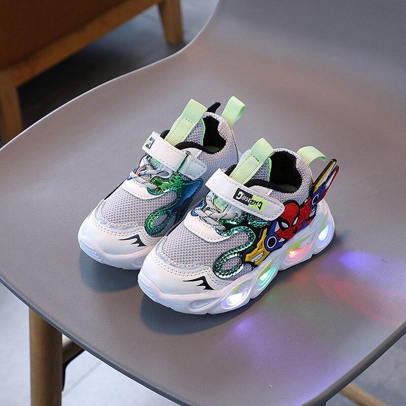 Chaussures Enfant Spiderman LED Lumineuses - Tailles 21-30 White